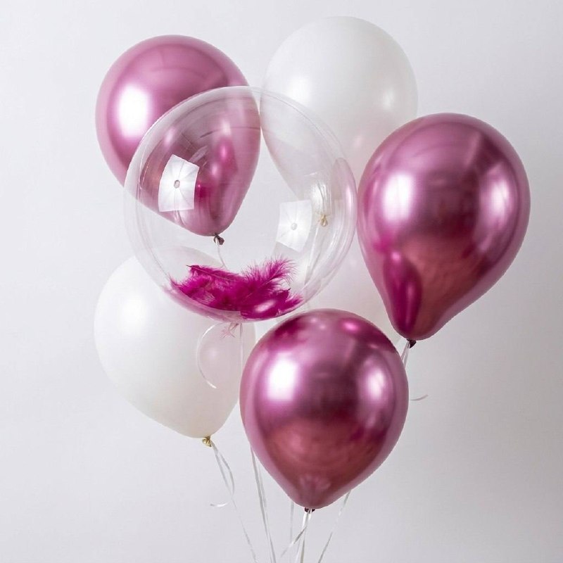 Сет шаров «Нежная палитра с перьями»